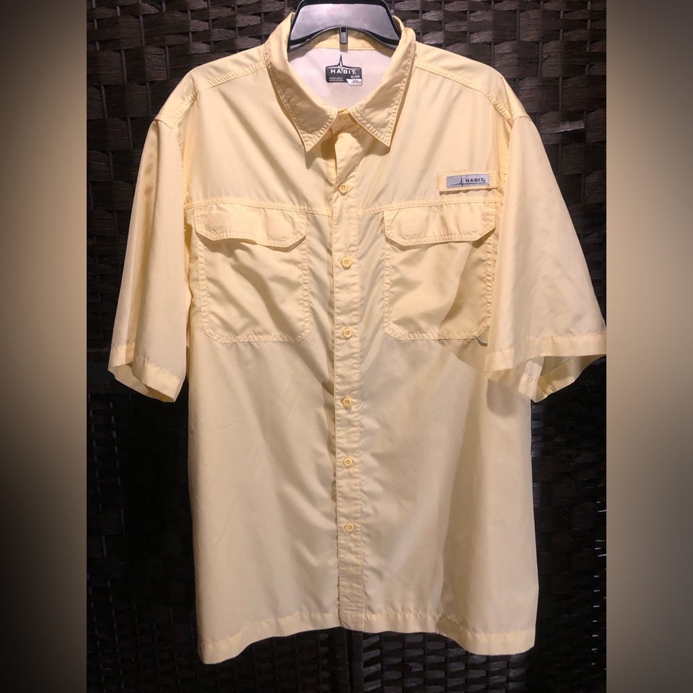 Habit Sunshine Yellow Vented Fishing Button Front Shirt Men’s XL
